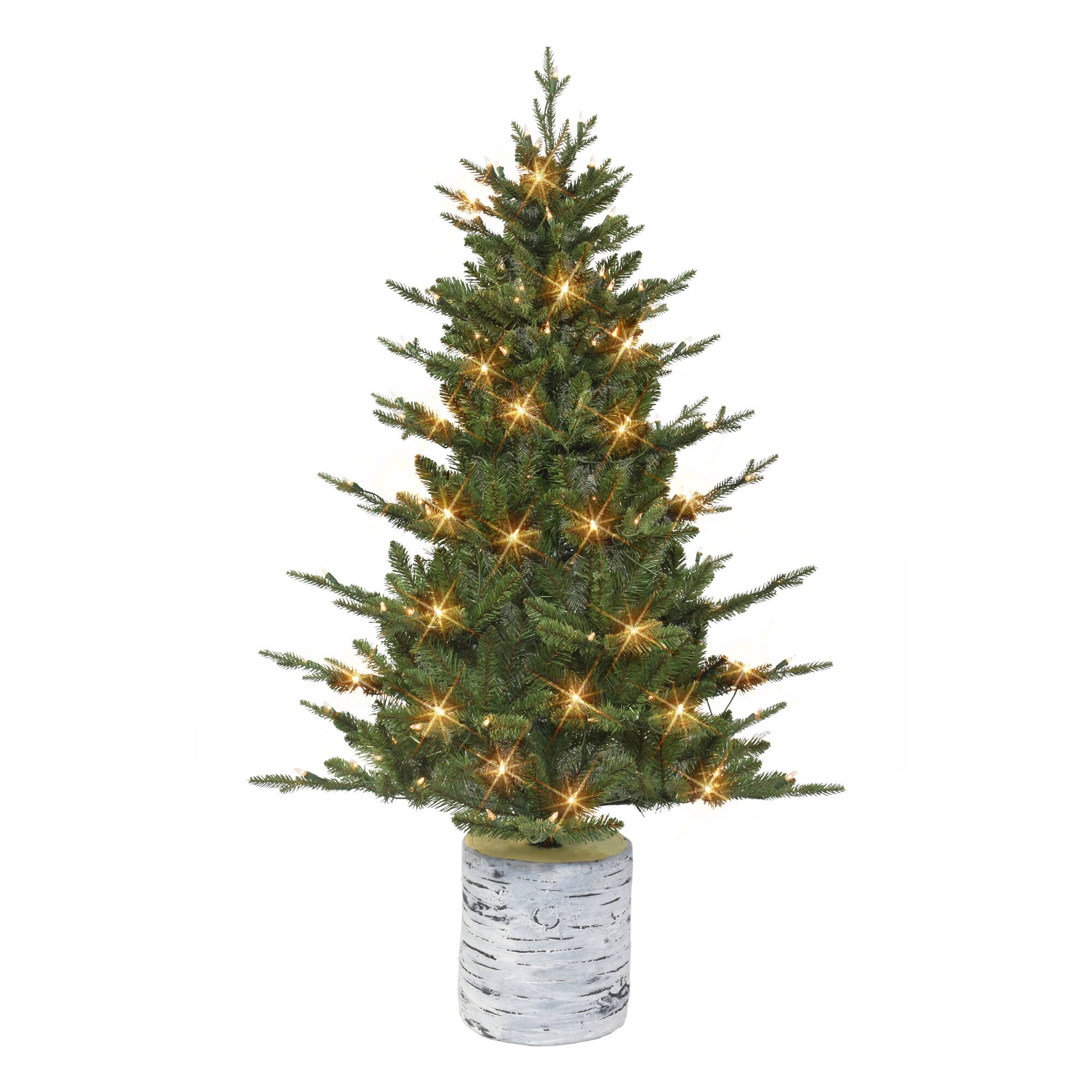6 Pack: 4.5ft. Pre-Lit Potted Artificial Christmas Tree, Clear Lights
